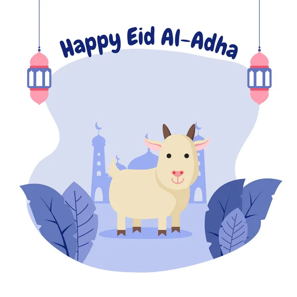 Illustration Zum Eid Adha Mubarak Fest Des Muslimischen Feiertags Flache — Stockvektor