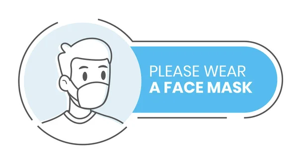 Por Favor Use Sinal Máscara Facial Estilo Esboço Homem Usando — Vetor de Stock