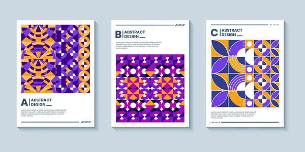 Set Van Drie Abstracte Retro Stijl Bekleedt Achtergronden Met Geometrische — Stockvector