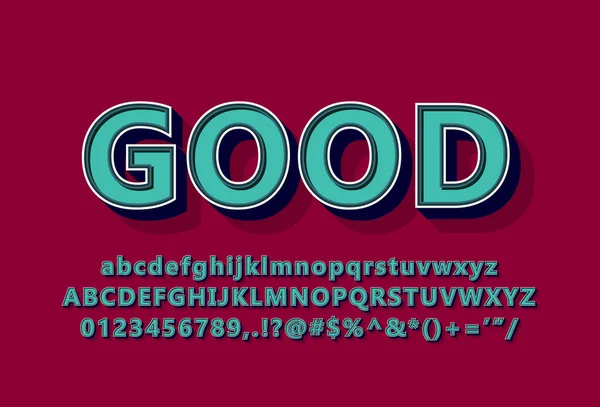 Good Vintage Look Font Effect Κλασικό Τυπογραφικό Στυλ Teal Αλφάβητο — Διανυσματικό Αρχείο