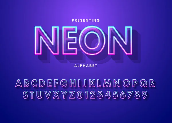 Νέον Φως Αλφάβητο Πολύχρωμο Επιπλέον Λαμπερό Γραμματοσειρά — Διανυσματικό Αρχείο