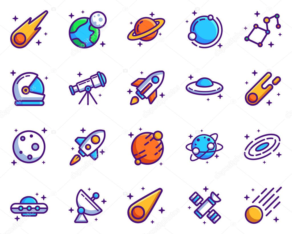 Set of space icon vector illustration for for web,landing page, stickers, and background