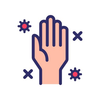logo, web, iniş sayfası, çıkartmalar ve arkaplan için el ve virüs ikonu vektör çizimi