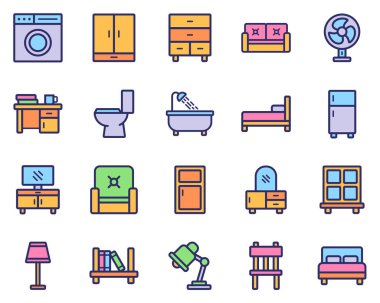 Ev mobilyası ikonu vektör çizimi. Logo, web, iniş sayfası, çıkartmalar ve arkaplan simgeleri