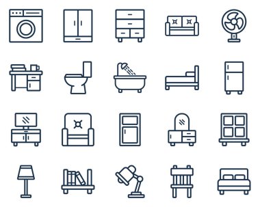 Taslak biçiminde Ev mobilyası ikonu çizimi. Logo, web, iniş sayfası, çıkartma ve arkaplan simgeleri