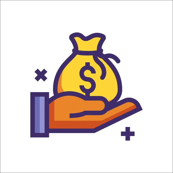 Ilustração Saco Mão Dinheiro Para Logotipo Web Página Destino Adesivos — Vetor de Stock