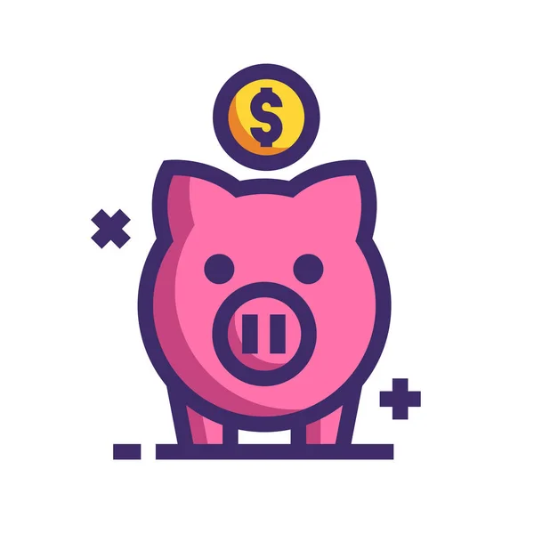 Piggy Banco Vetor Ilustração Para Logotipo Web Página Destino Adesivos — Vetor de Stock