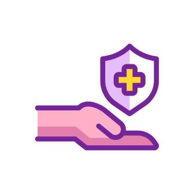 logo, web, iniş sayfası, çıkartmalar ve arkaplan için el ve sağlık sembolü vektör çizimi