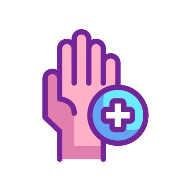 logo, web, iniş sayfası, çıkartmalar ve arkaplan için el ve sağlık sembolü vektör çizimi