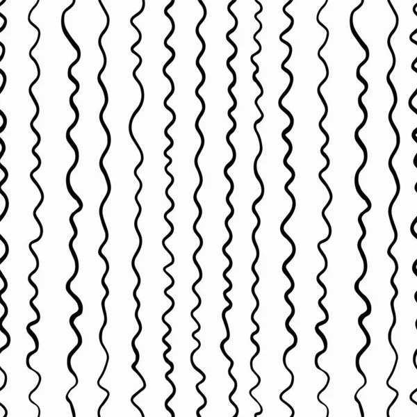 Handgetekende patroon achtergrond met zwart-wit kleine golven. Met de hand getekend naadloos patroon. Vector geïsoleerde illustratie. — Stockvector