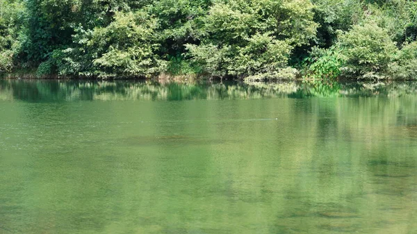 Dağlar ve vadi manzarası. Yazın nehrin aktığı yer.