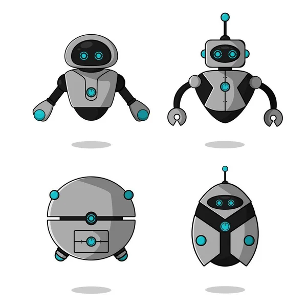 Linda Colección Personajes Mascota Robot Diseño Ilustración Dibujos Animados Vector — Vector de stock