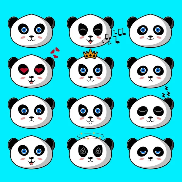 Coleção Conjunto Mascote Panda Bonito Ilustração Desenho Animado Vetorial Isolado —  Vetores de Stock