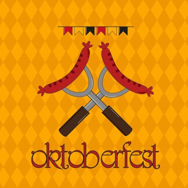 Ekim Festivali Konsepti. Vintage vektör renk çizimi tasarımı.