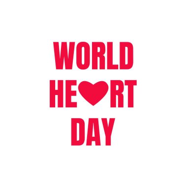 Dünya Kalp Günü Harf İllüstrasyonu. Tasarım beyaz arkaplanda izole edildi.