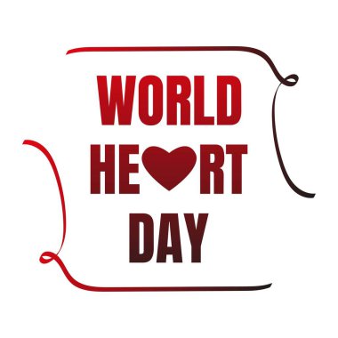 Dünya Kalp Günü Harf İllüstrasyonu. Tasarım beyaz arkaplanda izole edildi.