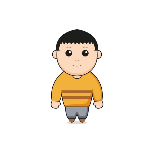 Cute Boy Mascota Personaje Ilustración Aislado Sobre Fondo Blanco — Vector de stock