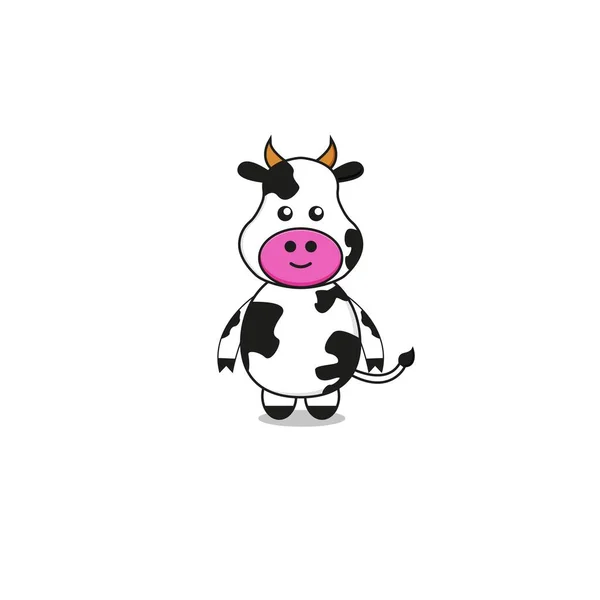 Roztomilý Kráva Maskot Postava Ilustrace Izolované Bílém Pozadí — Stockový vektor