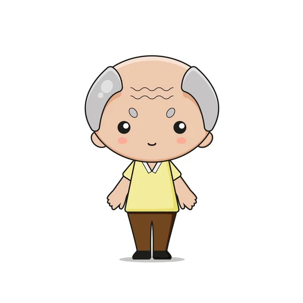 Cute Grandfather Mascot Character Illustration Design Isolated White Background — Stock Vector