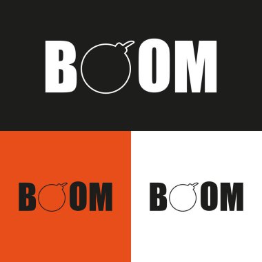 Boom logo tasarım çizim seti. Tasarım izole edildi.