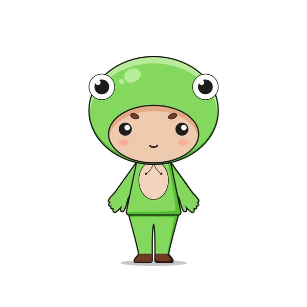 Cute Animal Frog Mascot Character Illustration Isolado Sobre Fundo Branco —  Vetores de Stock