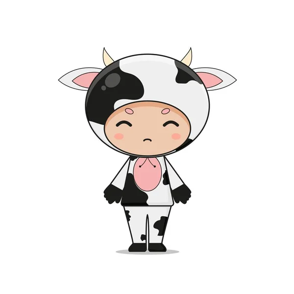 Cute Animal Cow Mascot Character Illustration Isolated White Background — Stock Vector