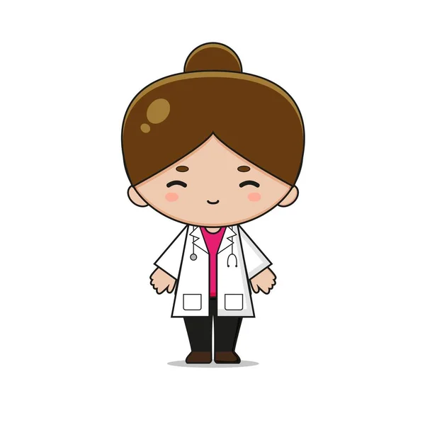 Lindo Doctor Mascota Personaje Ilustración Diseño Aislado Sobre Fondo Blanco — Vector de stock
