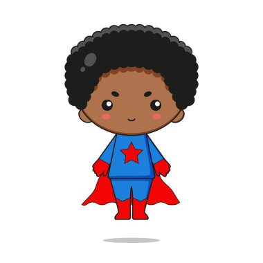 Sevimli süper kahraman maskotu tasarımı. Beyaz arkaplanda izole.