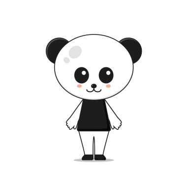 Şirin Panda Maskot Karakteri Çizimi. Beyaz arkaplanda izole.