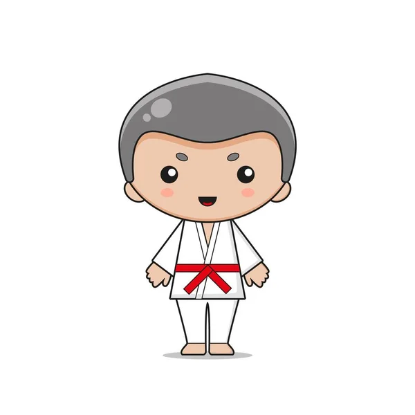 Lindo Diseño Personaje Mascota Karate Aislado Sobre Fondo Blanco — Vector de stock