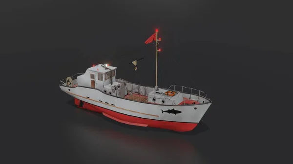 Fishipn Boat Skulte 3D渲染 — 图库照片