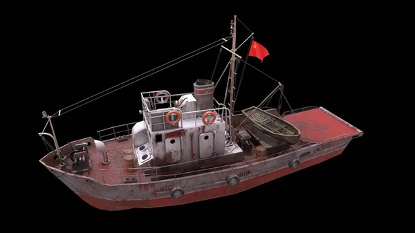小型漁船の3Dイラスト — ストック写真