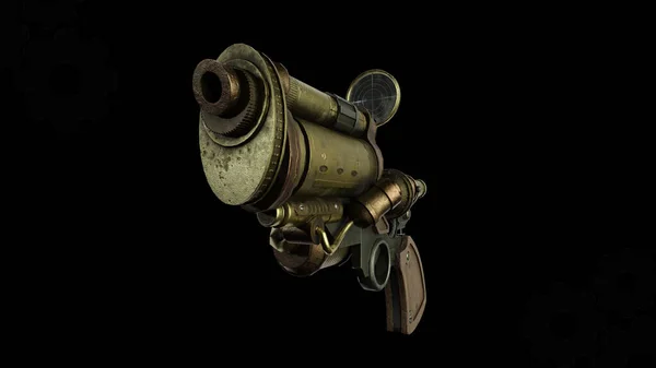 Mikroskop Ile Steampunk Silahının Görüntüsü — Stok fotoğraf