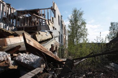 Ormandaki yıkılmış bina