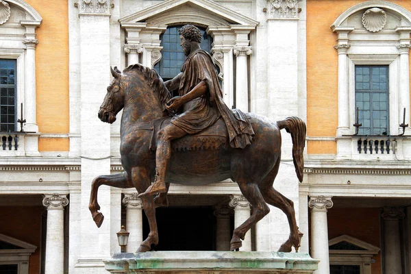 Statue Marcus Aurelius Capitol Hill Rome Italy — Stock Photo, Image