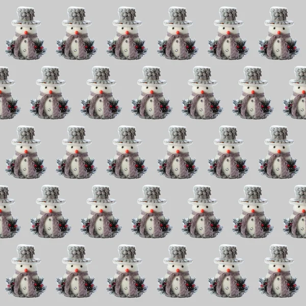 Christmas Seamless Pattern Snowman Gray Background — Stock Photo, Image