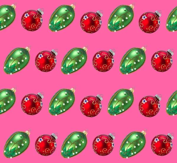 Christmas Seamless Pattern Christmas Toys Dark Pink Background — Stock Photo, Image