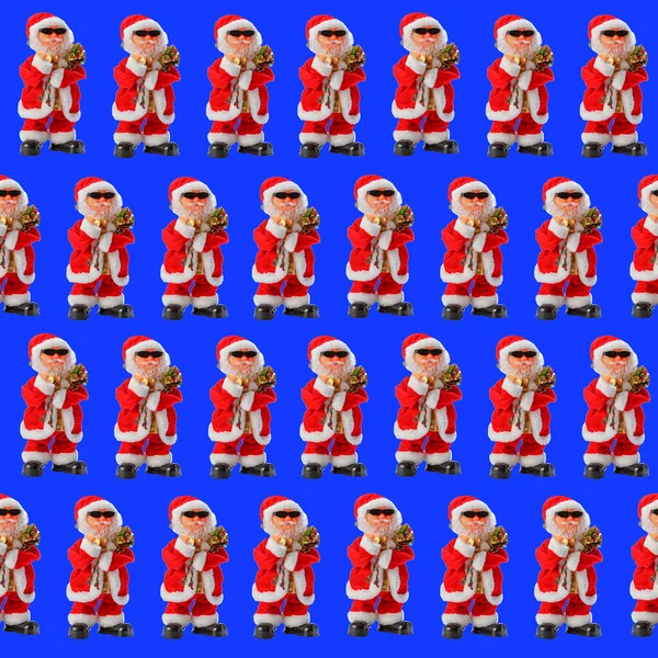 Christmas Seamless Pattern Santa Claus Blue Background — Stock Photo, Image