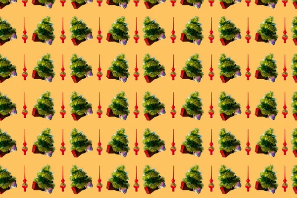 Kerstmis Naadloze Patroon Achtergrond Met Kerstbomen Een Zandige Achtergrond — Stockfoto