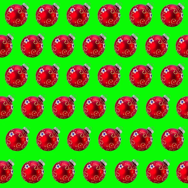 Christmas Seamless Pattern Christmas Balls Green Background — Stock Photo, Image
