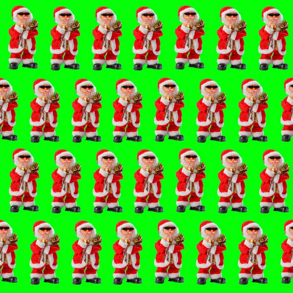 Kerstmis Naadloos Patroon Met Kerstman Een Groene Achtergrond — Stockfoto