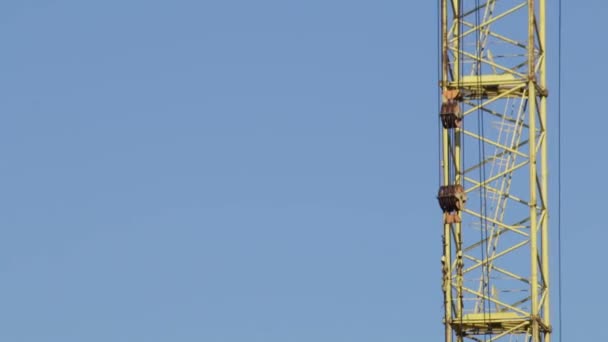 Construction Building Frame Made Concrete Construction Workers Moving Works Tower — Stock Video