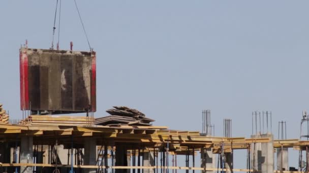 Constructie Van Een Gebouw Frame Gemaakt Van Beton Bouw Gaan — Stockvideo