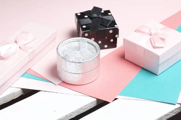 Envolver Regalos Cajas Regalo Papel Color Para Embalaje — Foto de Stock