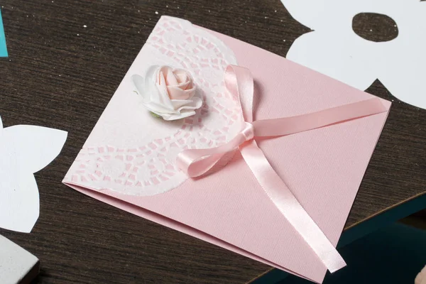 Hacer Tarjetas Felicitación Con Papel Cartón Cinta Adhesiva — Foto de Stock