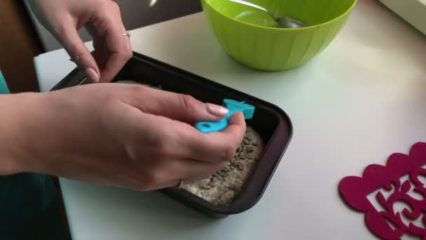 Cozinhar Pão Casa Massa Farinha Inteira Está Panela Pão Uma — Vídeo de Stock