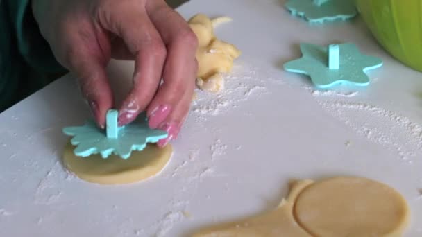 Een Vrouw Met Een Stempel Ornament Ronde Blanco Van Gewalst — Stockvideo