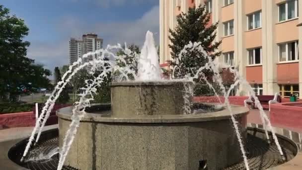 Fontaine Sur Une Rue Animée Ville Mouvement Lent — Video