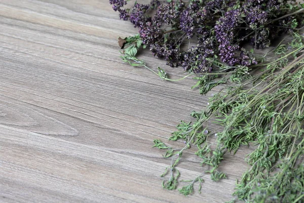 A bunch of dried grass. Thyme garden.