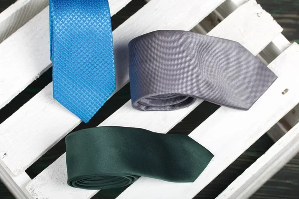 Corbatas Hombre Diferentes Colores Tamaños Para Padre Hijo Objetos Amor —  Fotos de Stock